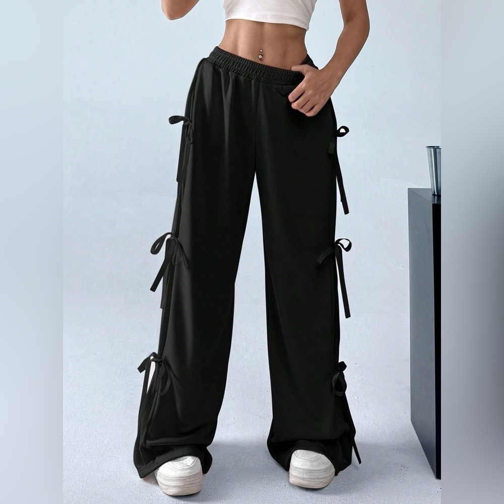 Cargo Wide Leg Pants with Side Tie Details